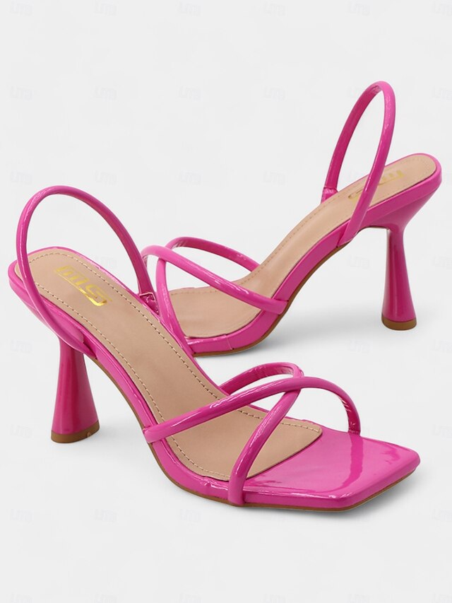 Beige Heeled Strappy Sandals Toe Design – with Square