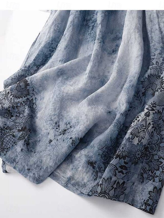 Women's Midi Dress Linen Blend Cotton Linen Dresses Linen