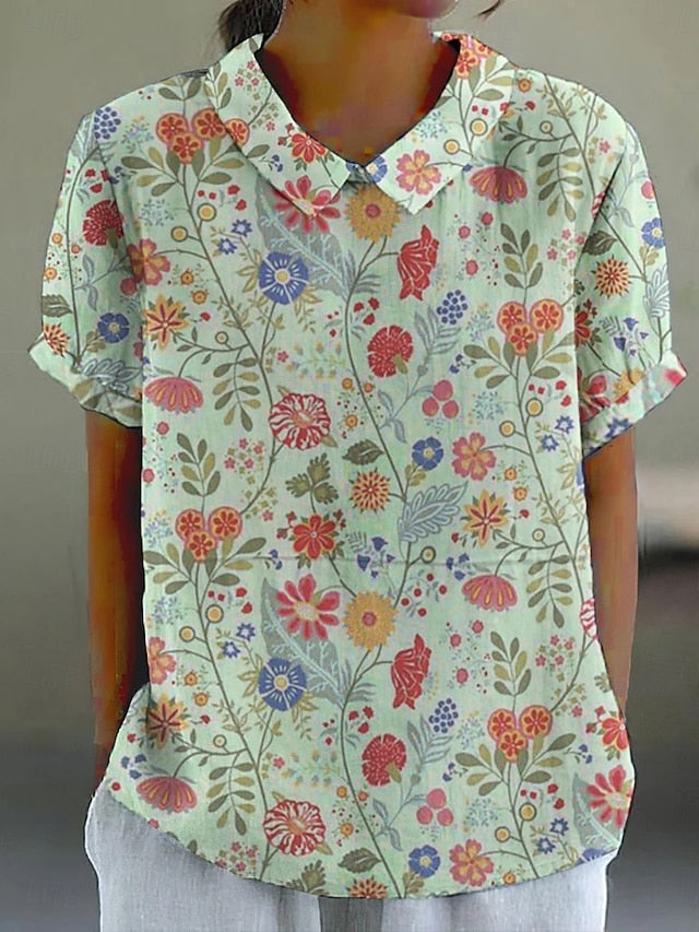 Women's Shirt Buttons Print Floral Daily Casual Short