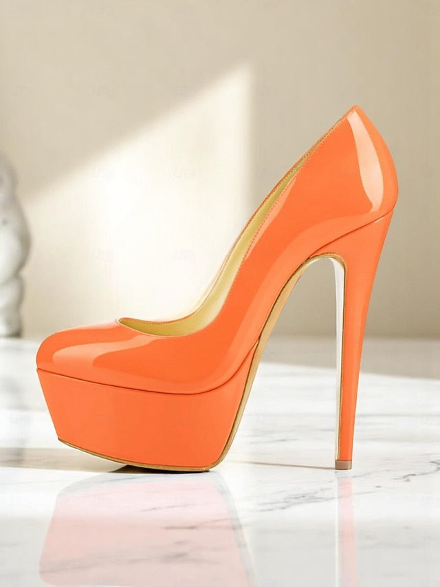 Platform Heels Patent Women's with Pointed-Toe and Black