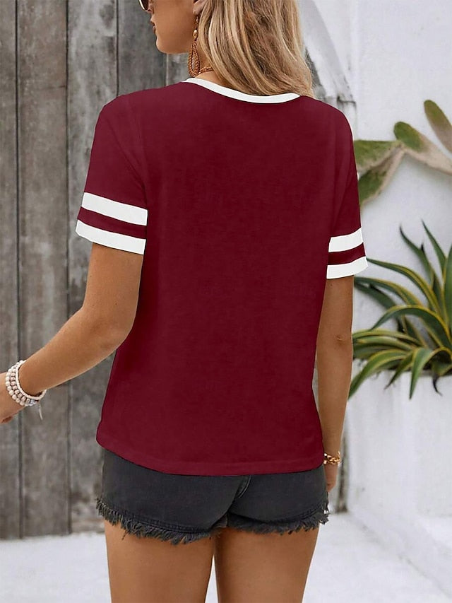 Women's T Shirt Plain Fashion Modern Casual Short Sleeve V