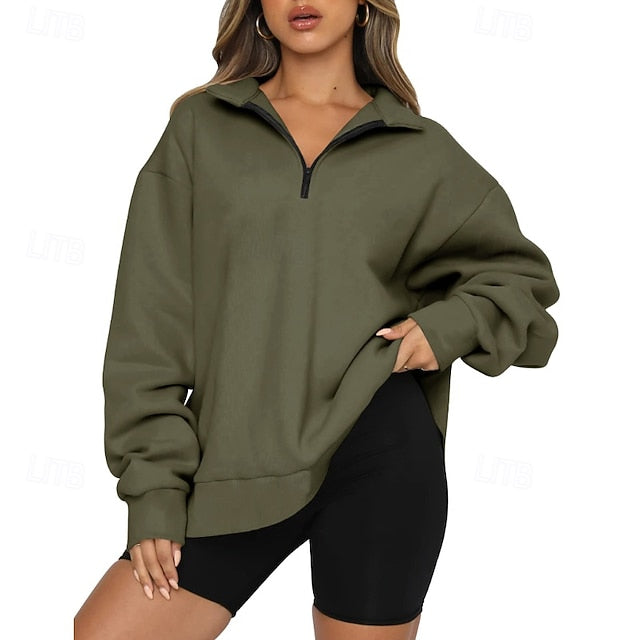 Women's Track Top Pullover Quarter Zip Long Sleeve Top