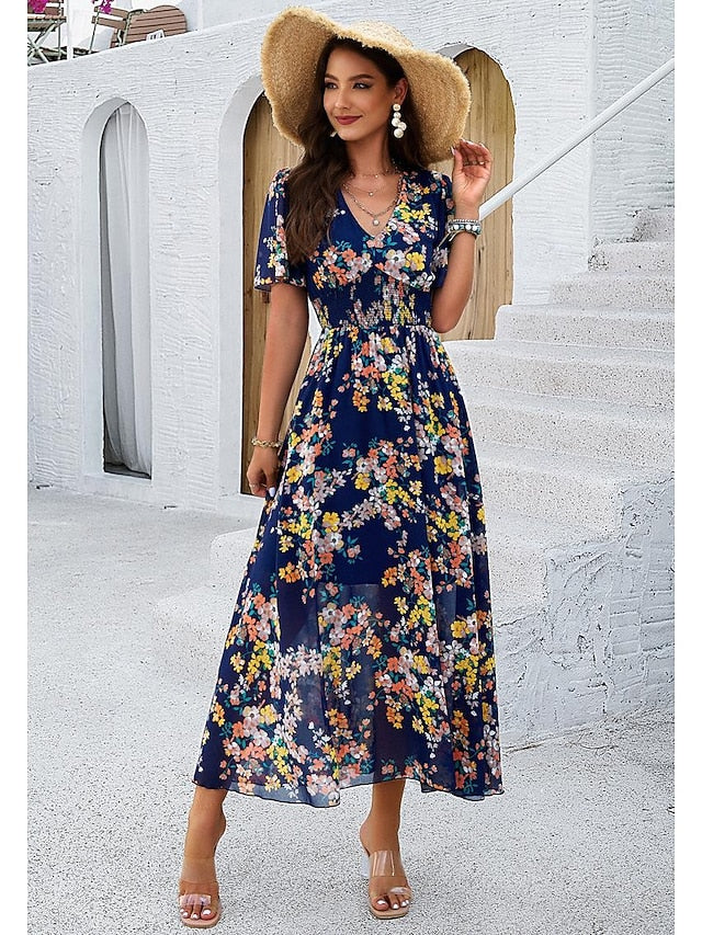 Women's Sheath Dress Chiffon Dress Sundress Floral Graphic