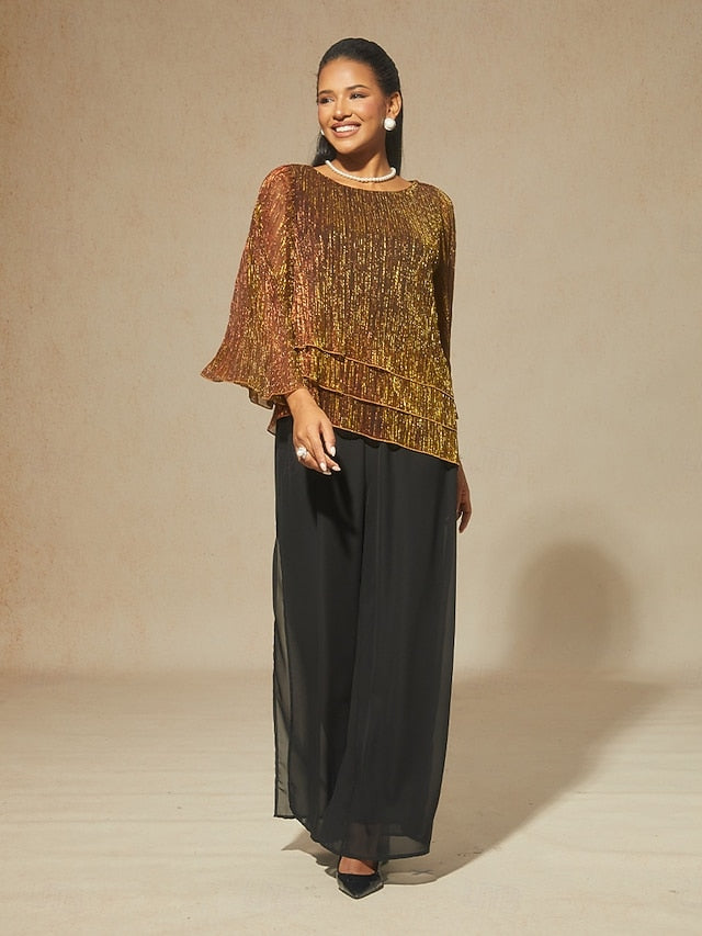 Women's Blouse Chiffon Tops Lace Tops Ruched Glitter Solid
