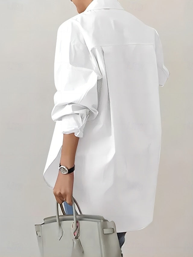 Women's Shirt Blouse Buttons Solid Color Stylish Casual