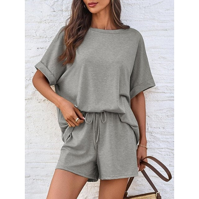 Women's Shorts Sets Bolero Top Short Sleeve Round Neck