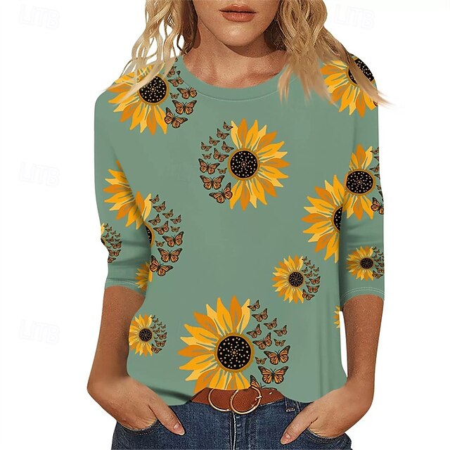 Women's T Shirt Print Floral Graphic Casual Short Sleeve