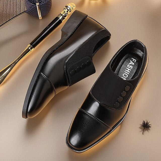 Button Black Decor Shoes Men's Classic Slip-On