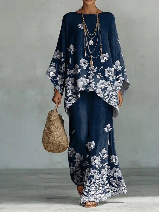 Women's Shirt Cotton Linen Sets Pants Sets Long Sleeve Bell