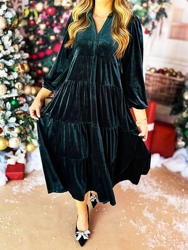 Women's Midi Dress Velvet Dress Fashion Modern Daily Office