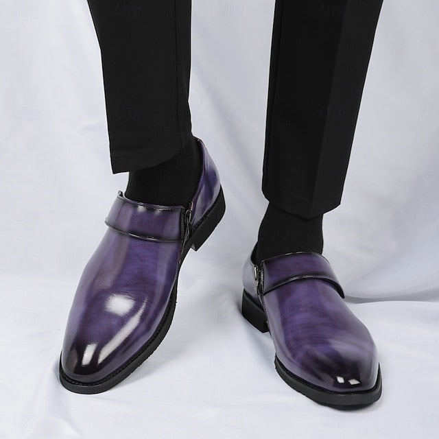 Men's Leather Business Shoes Slip-On Loafers Brown