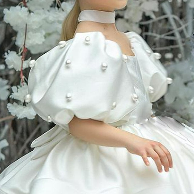 Color Girl Dress Flower Solid Girls' Kids