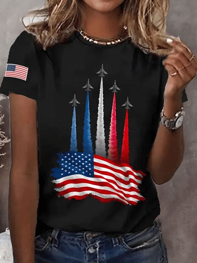 American Independence Day Women's T Shirt Print Graphic