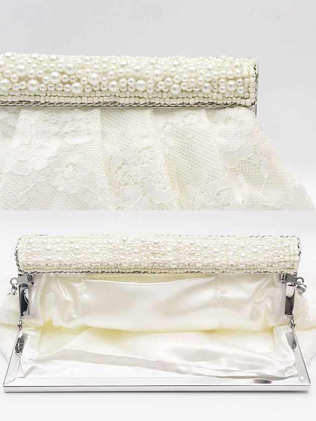 Lace Clutch Women's Black Elegant Bag Beaded Evening with