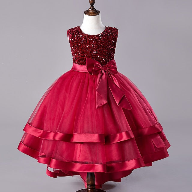 Festival Sequin Party Kids Wedding Sleeveless Dress Girls'