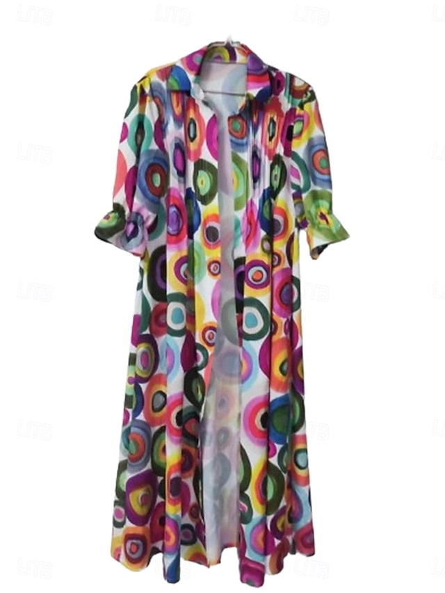 Women's Floral Graphic Print V Neck Flared Sleeve Maxi