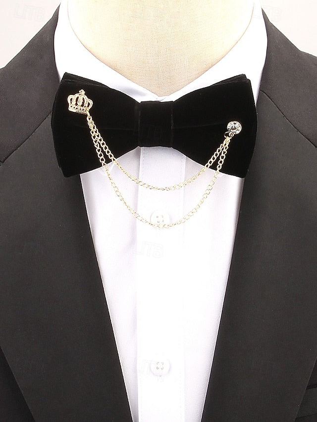Tie Men's Chain Bow – and Velvet with Detail Crown