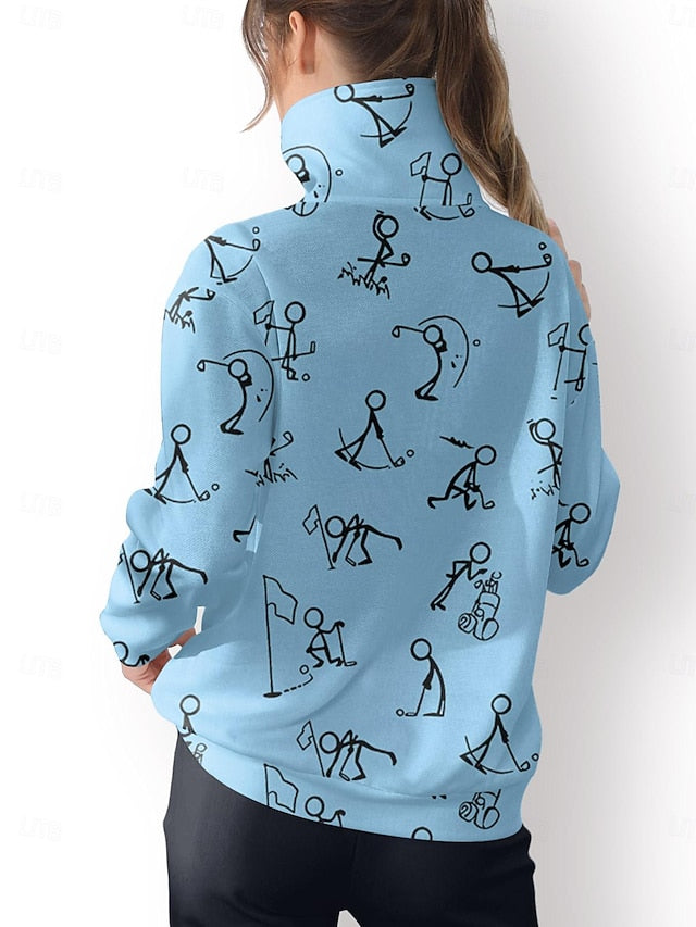 Women's Golf Pullover Sweatshirt Black White Yellow Long