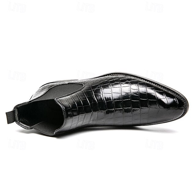 Slip-On Pattern Boots – Men's Crocodile Brown Chelsea