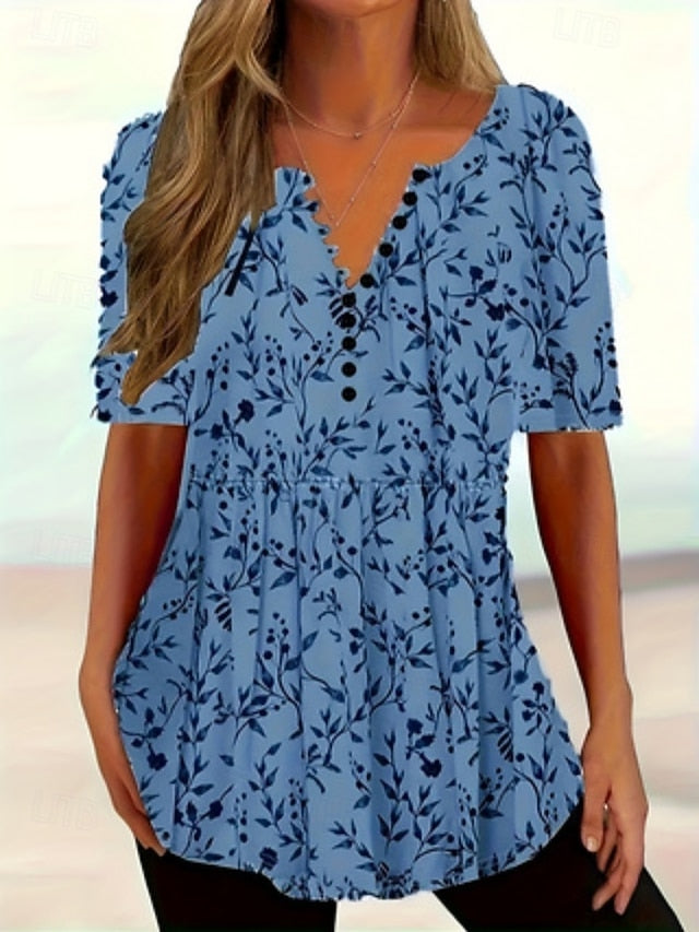 Women's Summer Tops Print Print Casual Half Sleeve V Neck