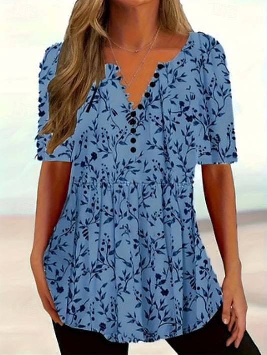Women's Summer Tops Print Print Casual Half Sleeve V Neck