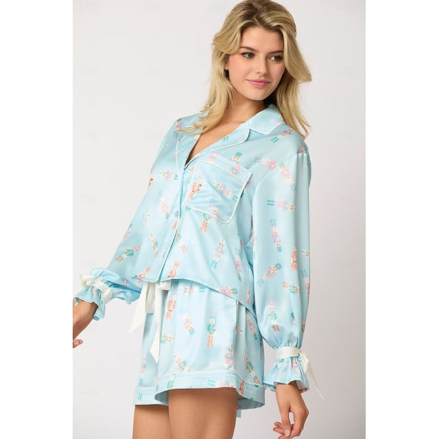 Santa Claus Sleepwear Pajamas Satin Pajama Women's Cosplay