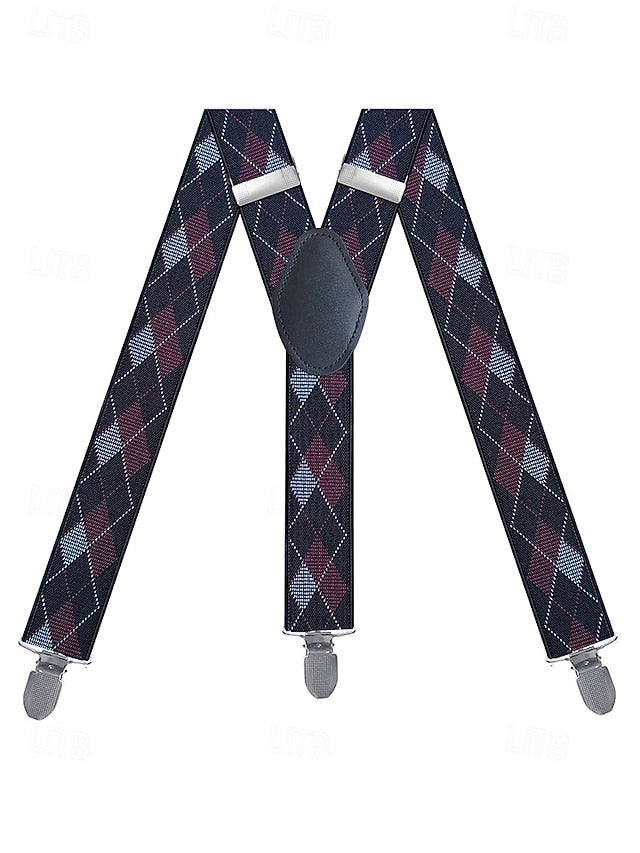 – Suspenders Classic Pattern Clip-On Argyle Men's
