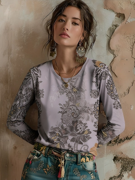 Women's Viking T Shirt Print Graphic Plants Bohemia Vintage