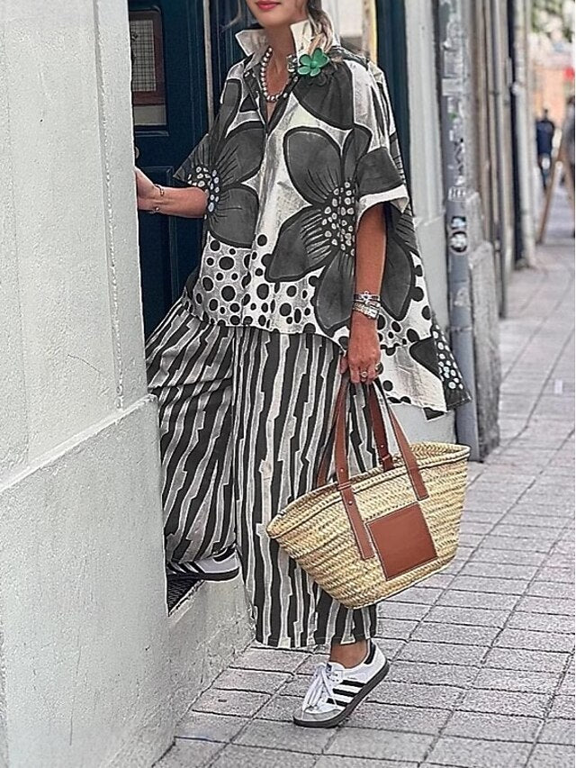 Women's EU / US Size2 Pieces SetsMatching Sets Half Sleeve