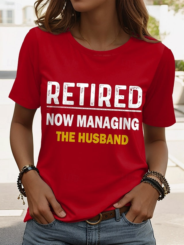 Women's T Shirt Retired Graphic Letter Vintage Stylish