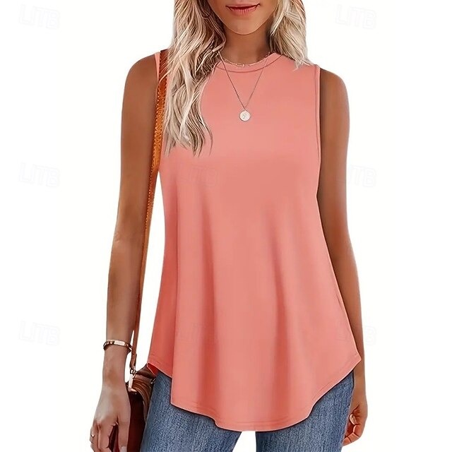 Multi Packs 3pcs Female Crew Neck Sleeveless Black+Pink+White