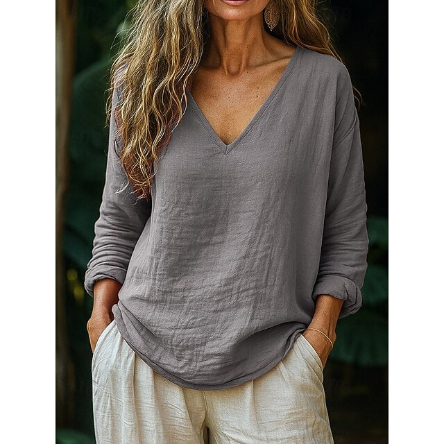 Women's Blouse Stylish Retro Vintage Casual Brown Khaki