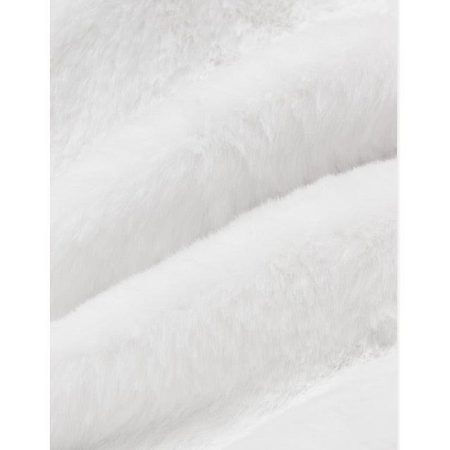 White Fur Faux Black Jacket Coat Long Sherpa Women's