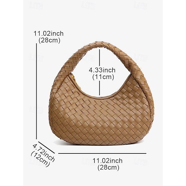 Chic Leather – Hobo Round Ivory Women's Bag Woven Elegant