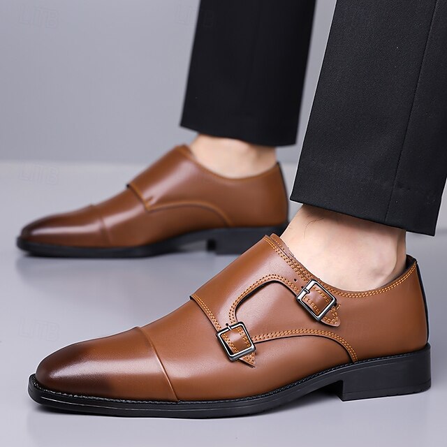 Men's Strap Elegant Double Leather Shoes – Monk