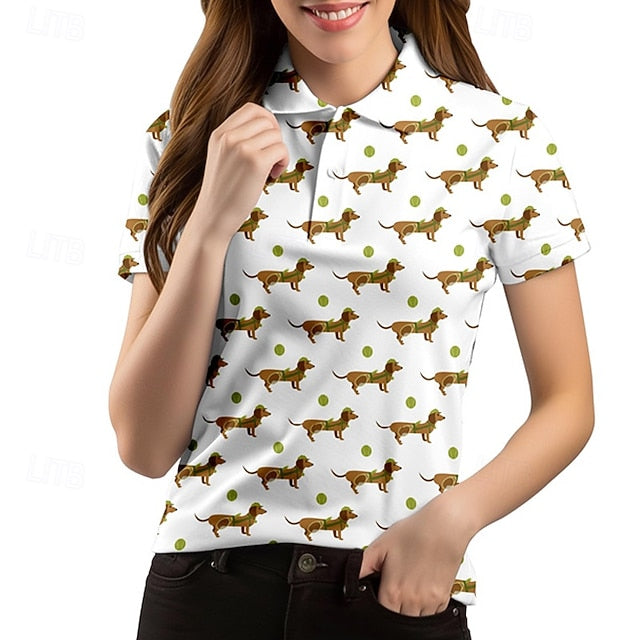 Women's Animal Tennis Shirt Short Sleeves Print UPF50+