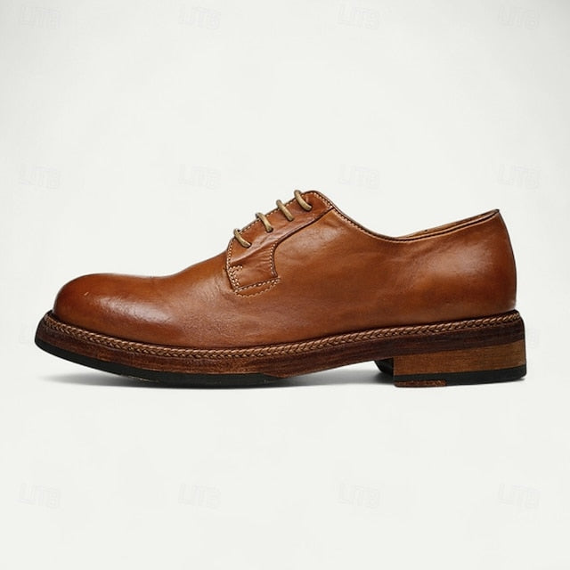 Shoes Derby Leather Clean Men's Goodyear Tan with and Welt