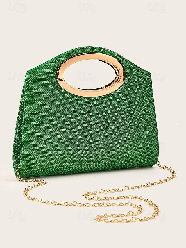 Bag Evening Gold Glitter Clutch Women's with Handle