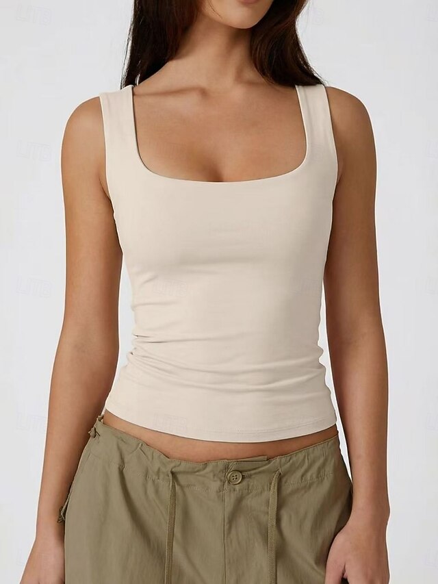 Women's Tank Top Sleeveless Shirt Tee Top Solid Color