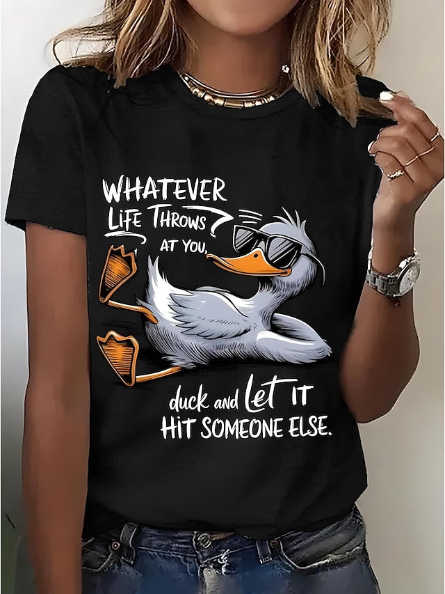 Women's T Shirt Print Graphic Animal Bird Vintage Stylish