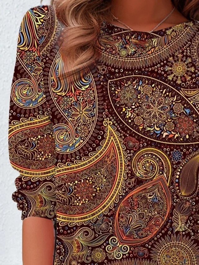 Women's T Shirt Print Graphic Fashion Casual Long Sleeve