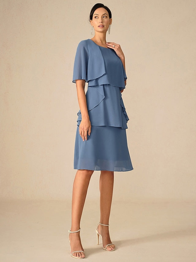 Women's Wedding Guest Cocktail Dress Ruffle  Elegant