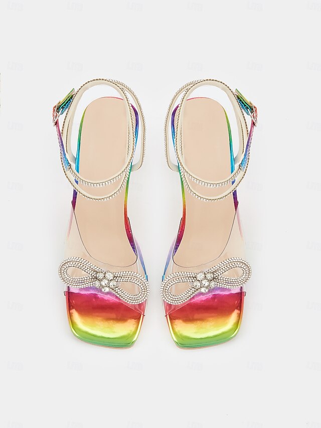Heels High - Bow Colorful Crystal with Rainbow Clear Detail Heel