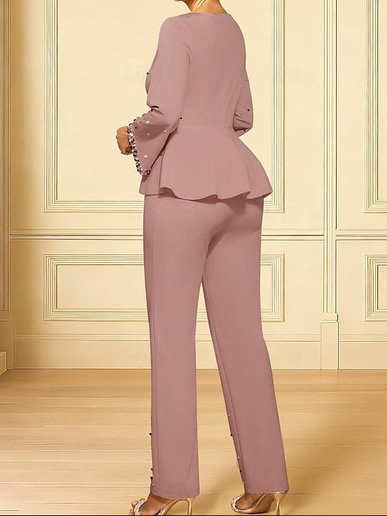 Ankle Dress Neck Jumpsuits of Bride Elegant V the Length Mother