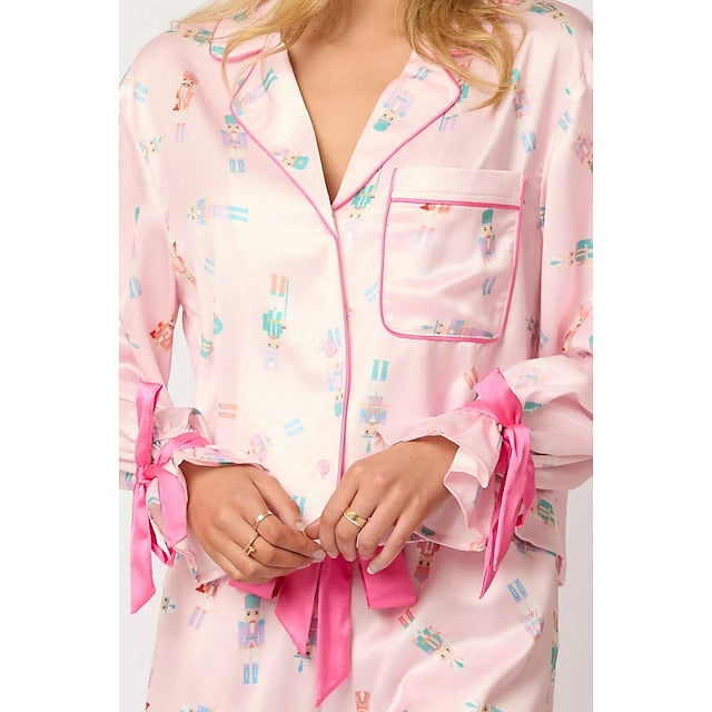 Santa Claus Sleepwear Pajamas Satin Pajama Women's Cosplay