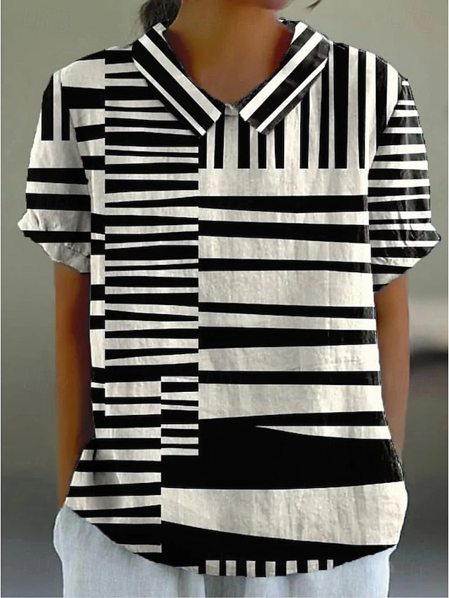 Women's Blouse Buttons Print Graphic Geometric Daily