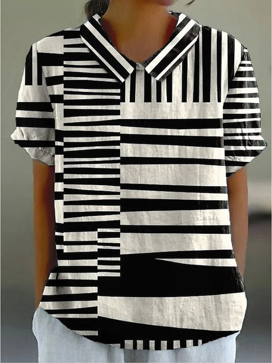 Women's Blouse Buttons Print Graphic Geometric Daily