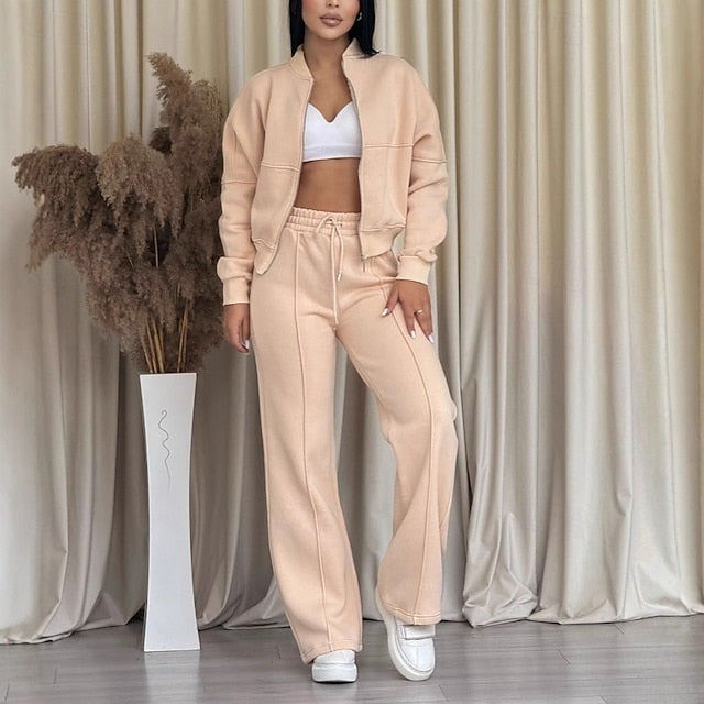 Women's Tracksuit Pants Sets Bolero Top Long Sleeve Shirt