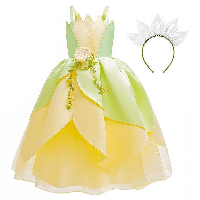 Tinker Flower Girl Tiana Dress Theme Fairytale Princess Bell