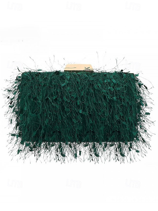 Chain Feathered Clutch Women's Strap with Evening Chic